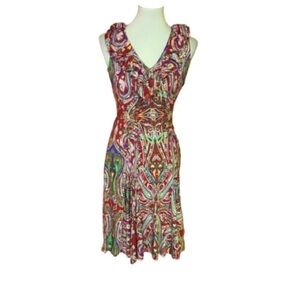Ralph Lauren Bright Paisley Belted Midi Dress